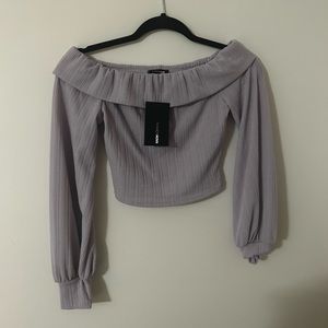 Lilac off the shoulder crop top